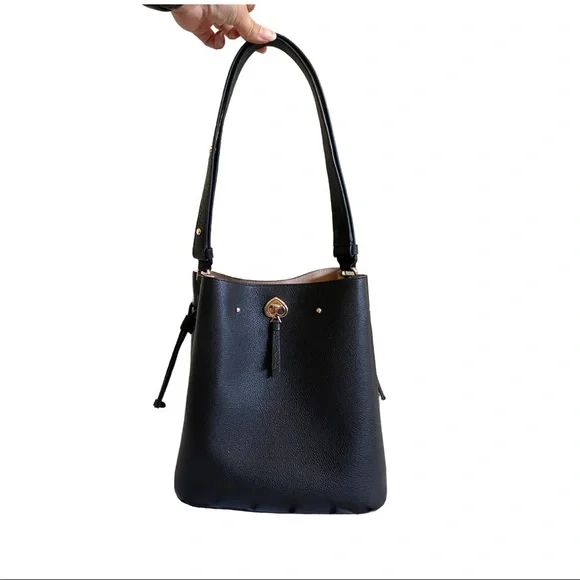 Kate Spade Black Marti Large Leather Bucket Shoulder Bag NWT Kate Spade Marti Large Bucket Bag | Mercari main image 4